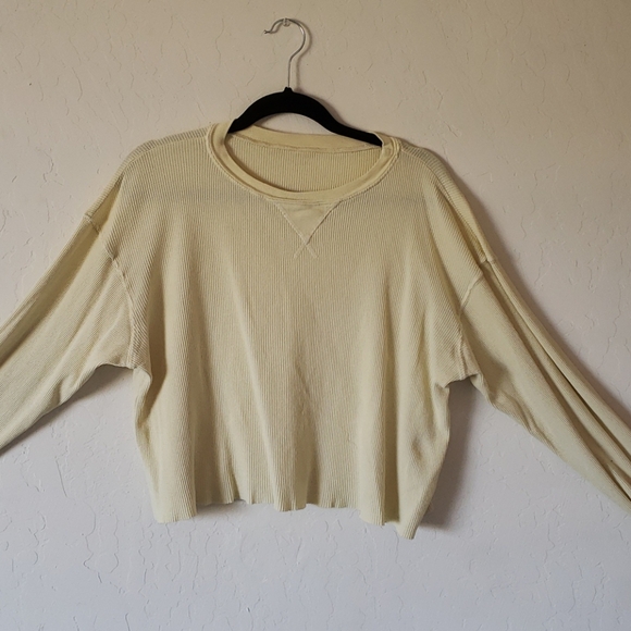 Hollister Sweaters - Yellow waffle knit crop top